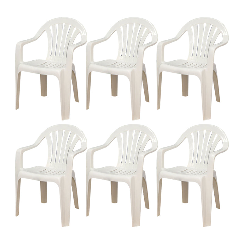 Sillón de estilo contemporáneo con respaldo de listones de plástico, silla auxiliar de comedor apilable