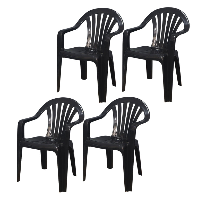 Sillón de estilo contemporáneo con respaldo de listones de plástico, silla auxiliar de comedor apilable