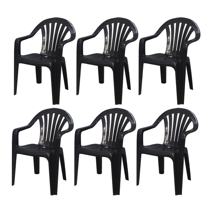 Sillón de estilo contemporáneo con respaldo de listones de plástico, silla auxiliar de comedor apilable