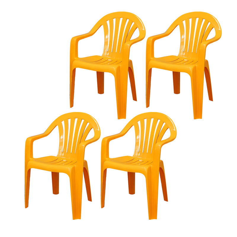 Sillón de estilo contemporáneo con respaldo de listones de plástico, silla auxiliar de comedor apilable