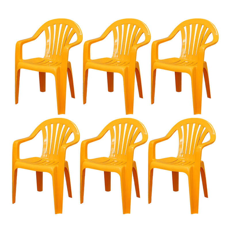 Sillón de estilo contemporáneo con respaldo de listones de plástico, silla auxiliar de comedor apilable
