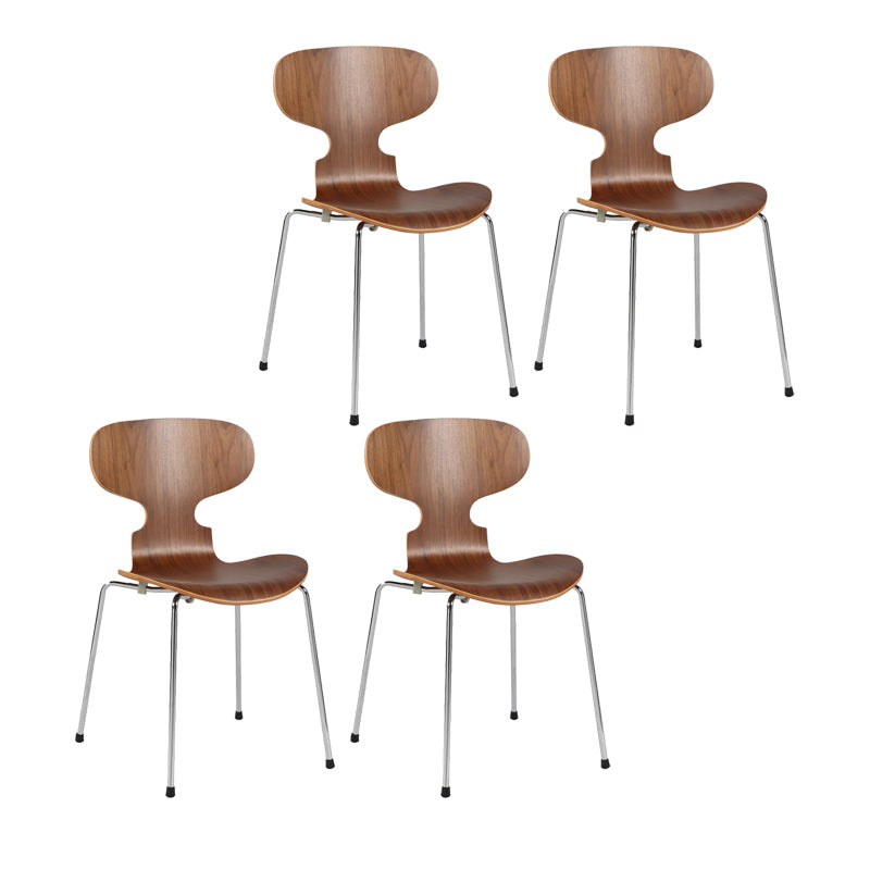Chaise de salle à manger scandinave en bois, chaise de salle à manger à oreilles au fini mat (Ensemble de 4)