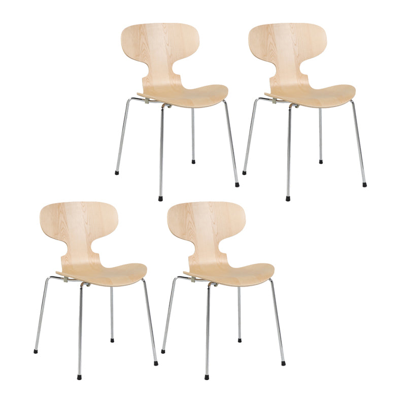Chaise de salle à manger scandinave en bois, chaise de salle à manger à oreilles au fini mat (Ensemble de 4)