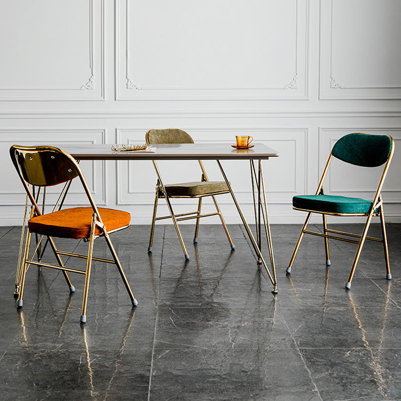 Sillas de comedor estilo Glam, sillas laterales sin brazos de cocina con patas de metal