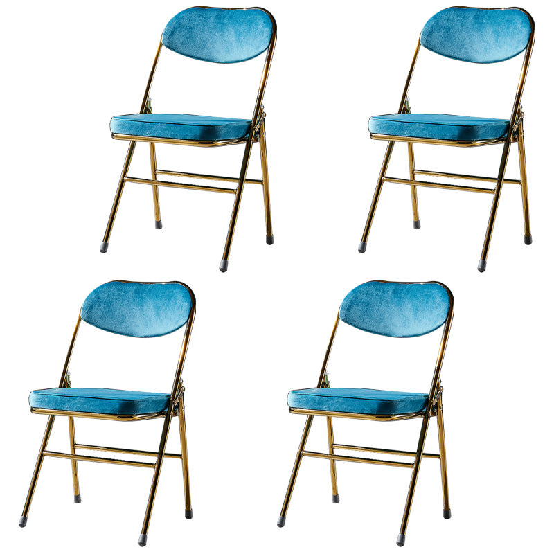 Sillas de comedor estilo Glam, sillas laterales sin brazos de cocina con patas de metal