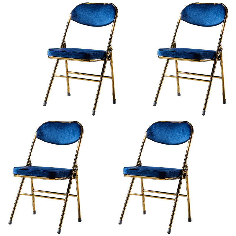 Sillas de comedor estilo Glam, sillas laterales sin brazos de cocina con patas de metal