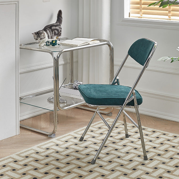 Sillas de comedor estilo Glam, sillas laterales sin brazos de cocina con patas de metal