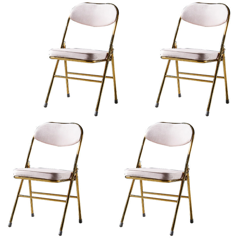 Sillas de comedor estilo Glam, sillas laterales sin brazos de cocina con patas de metal