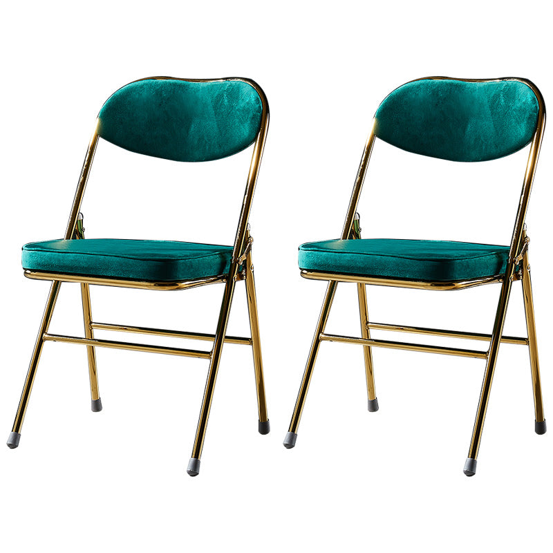 Sillas de comedor estilo Glam, sillas laterales sin brazos de cocina con patas de metal