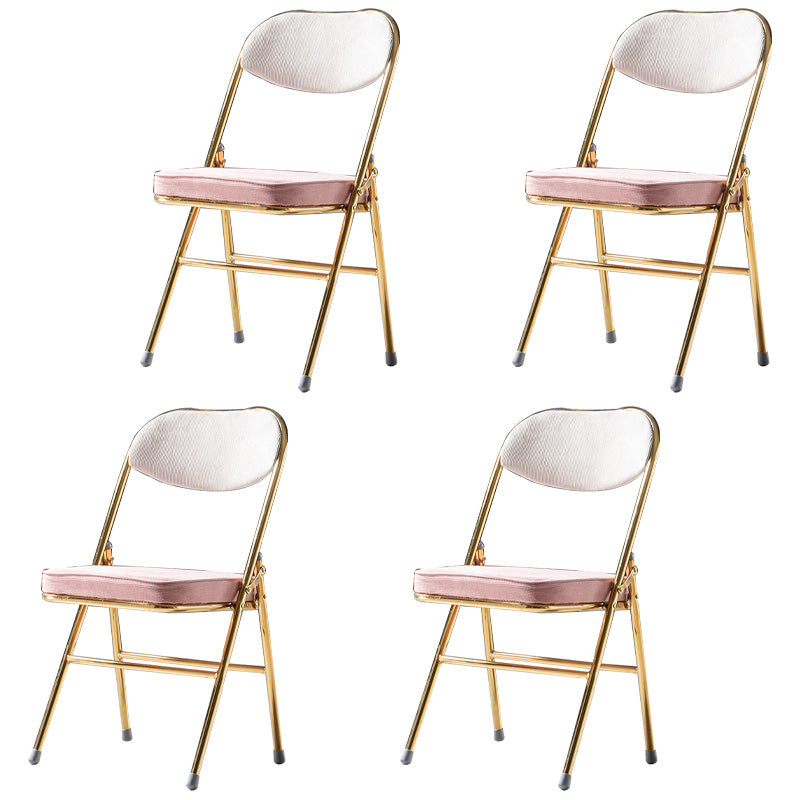 Sillas de comedor estilo Glam, sillas laterales sin brazos de cocina con patas de metal