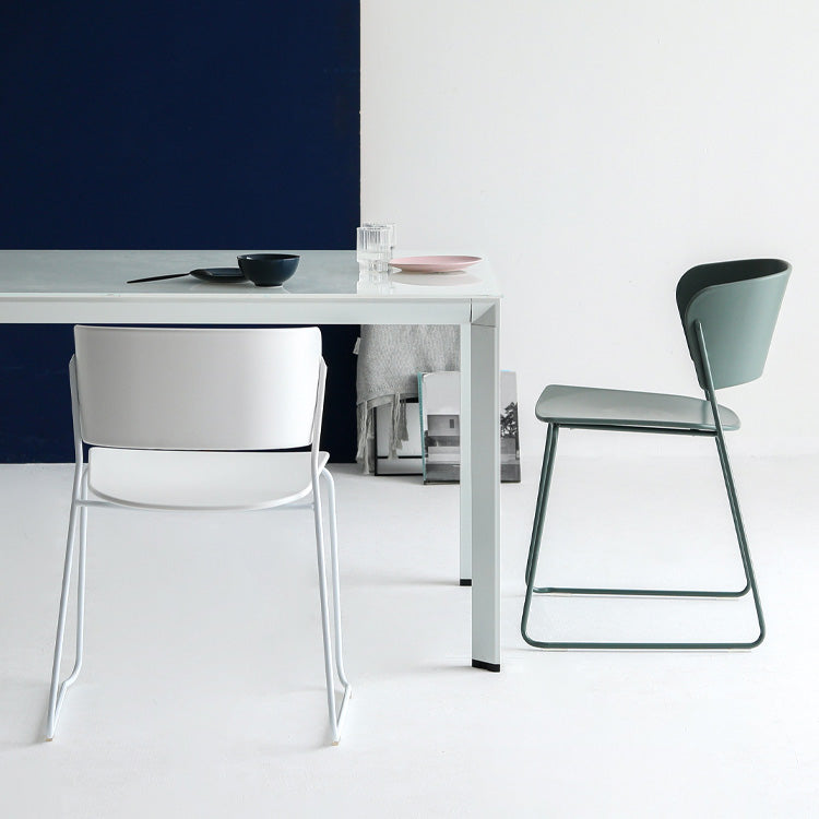 Matte Finish Industrial Dining Side Chair Open Back Plastic Dining Chair