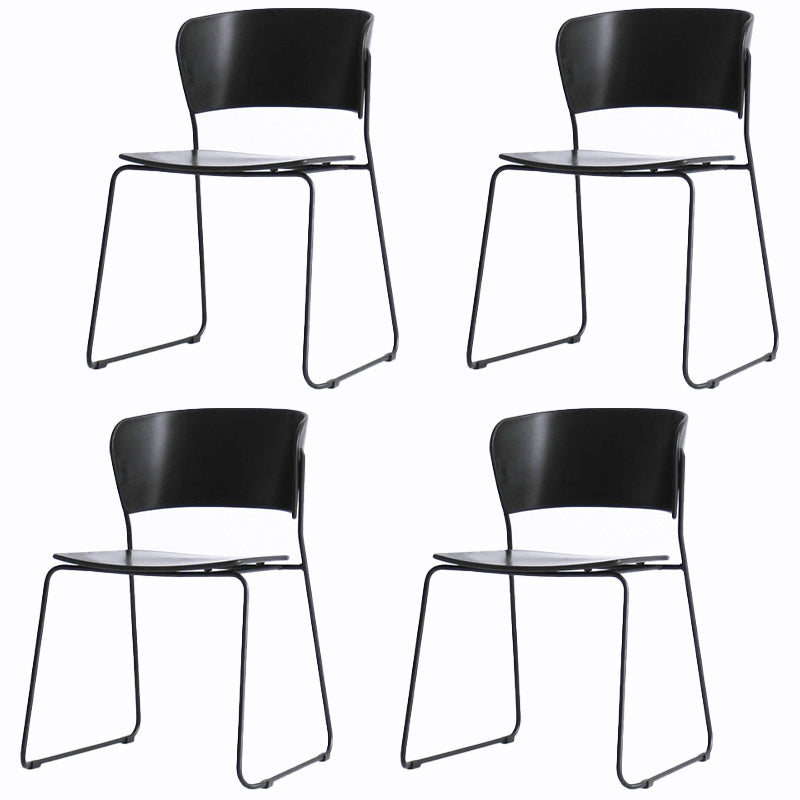 Matte Finish Industrial Dining Side Chair Open Back Plastic Dining Chair