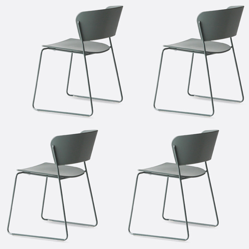 Matte Finish Industrial Dining Side Chair Open Back Plastic Dining Chair