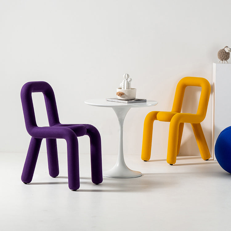 Chaises de salle à manger style contemporain Chaises d'appoint sans accoudoirs avec pieds en métal (Ensemble de 2)