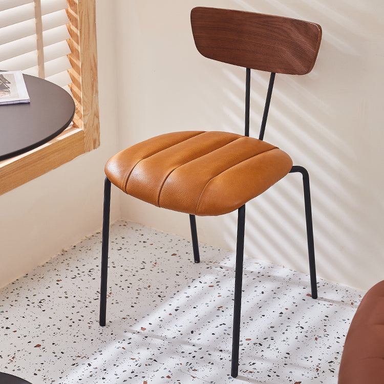 Chaise de salle à manger de style industriel, chaises latérales de cuisine sans accoudoirs avec pieds en métal