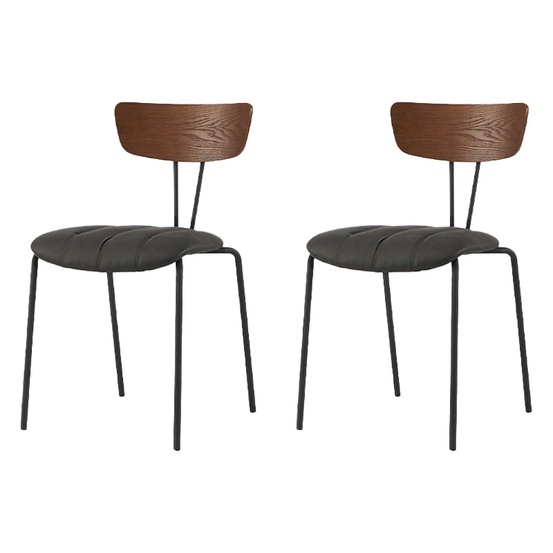 Chaise de salle à manger de style industriel, chaises latérales de cuisine sans accoudoirs avec pieds en métal