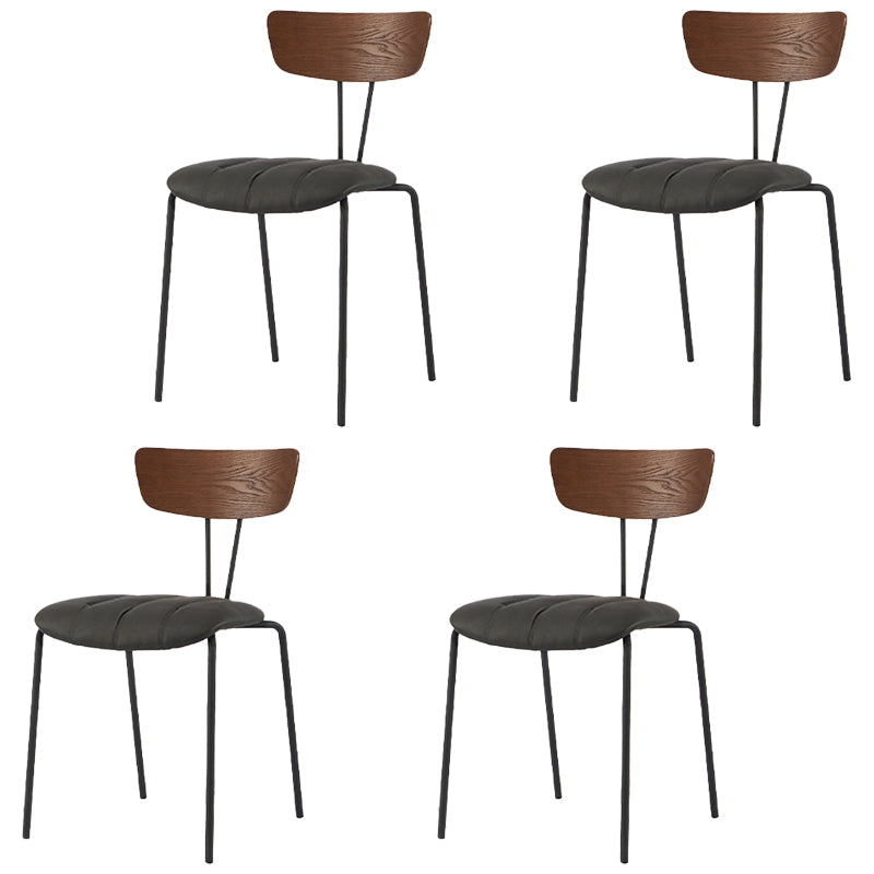 Chaise de salle à manger de style industriel, chaises latérales de cuisine sans accoudoirs avec pieds en métal