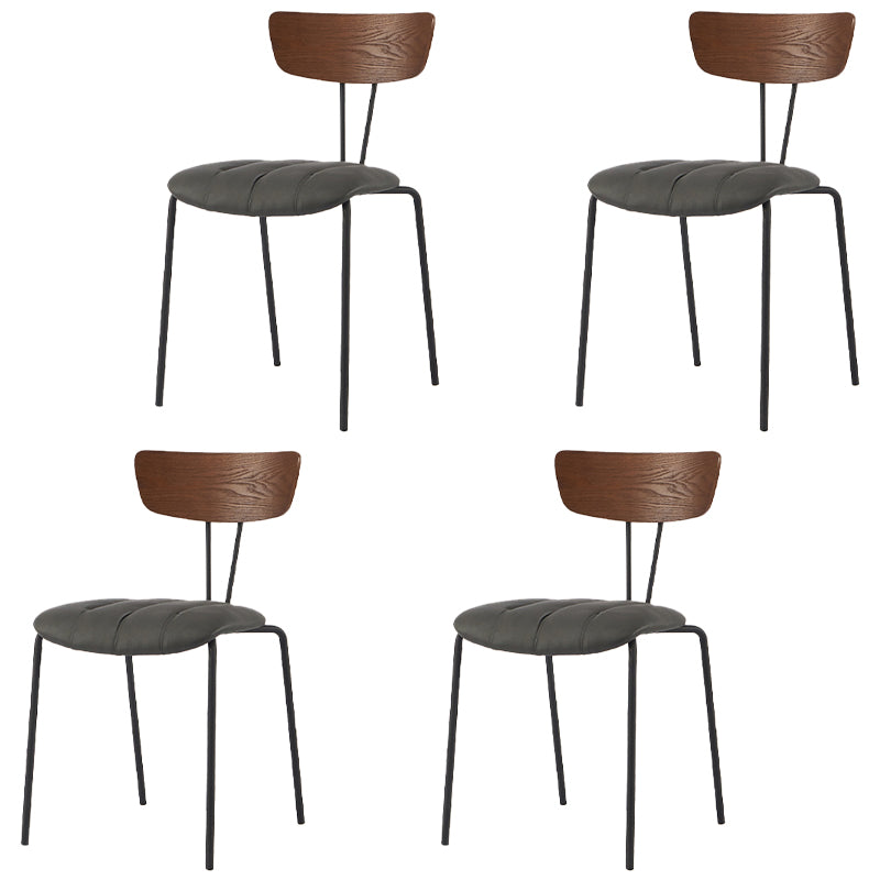 Chaise de salle à manger de style industriel, chaises latérales de cuisine sans accoudoirs avec pieds en métal