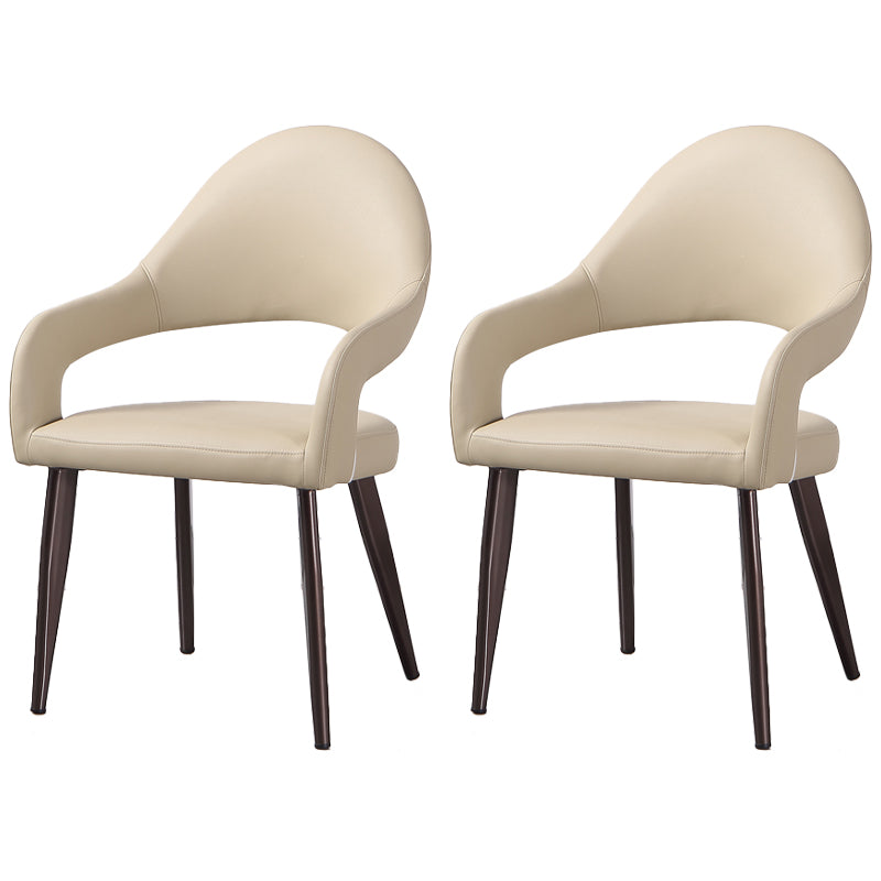 Fauteuils de salle à manger contemporains en métal Chaise d'appoint à dossier ouvert (Ensemble de 2)