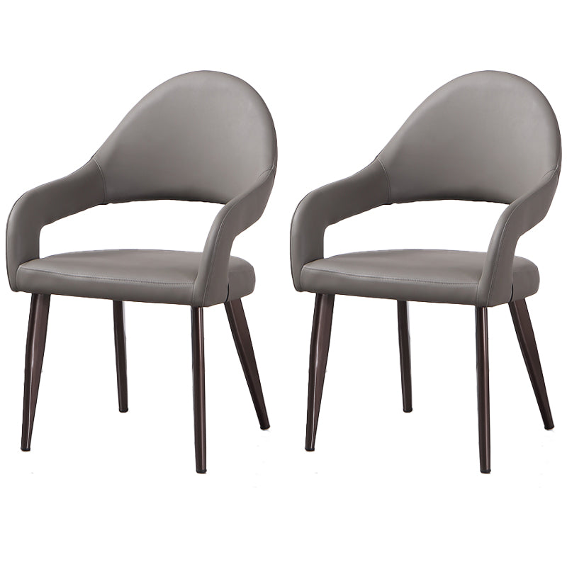 Fauteuils de salle à manger contemporains en métal Chaise d'appoint à dossier ouvert (Ensemble de 2)