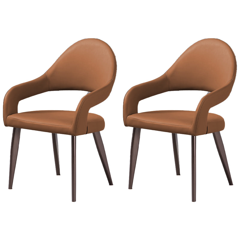 Fauteuils de salle à manger contemporains en métal Chaise d'appoint à dossier ouvert (Ensemble de 2)