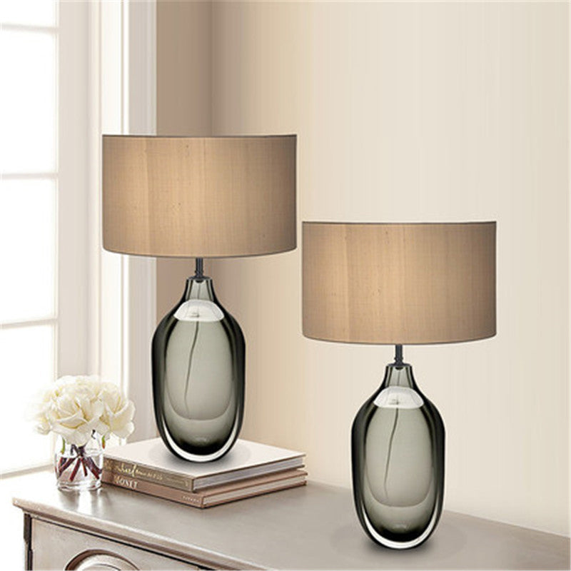 Lampada da lavoro in cristallo con paralume dritto, tessuto modernista, 1 lampadina, luce da lettura in kaki