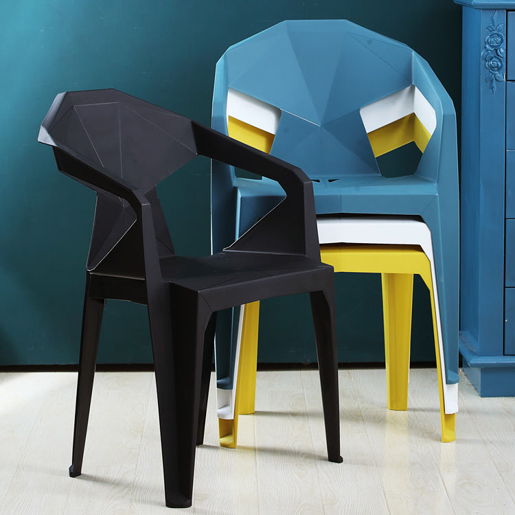 Nordic Style Plastic Dining Armchair Open Back Dining Side Chair for Restaurant
