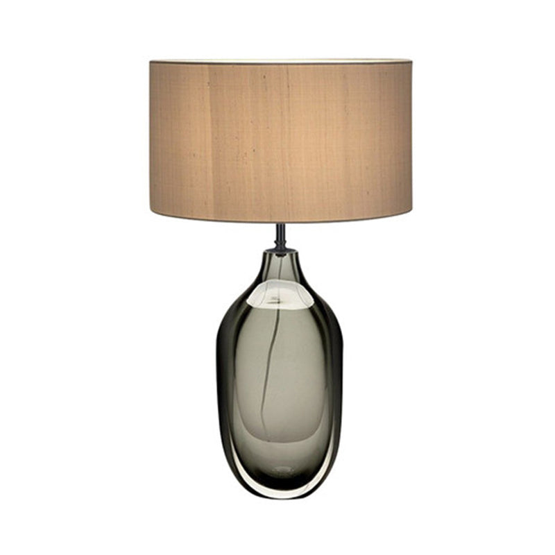 Lampada da lavoro in cristallo con paralume dritto, tessuto modernista, 1 lampadina, luce da lettura in kaki