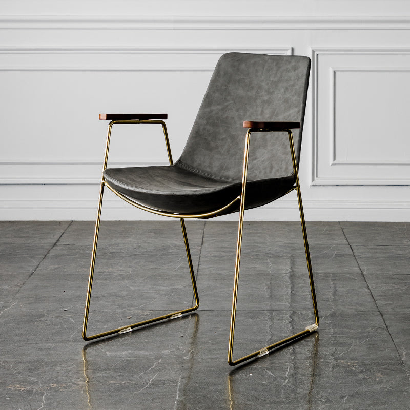 Chaises de salle à manger de style nordique, bras de cuisine, chaises latérales de salle à manger avec pieds en métal