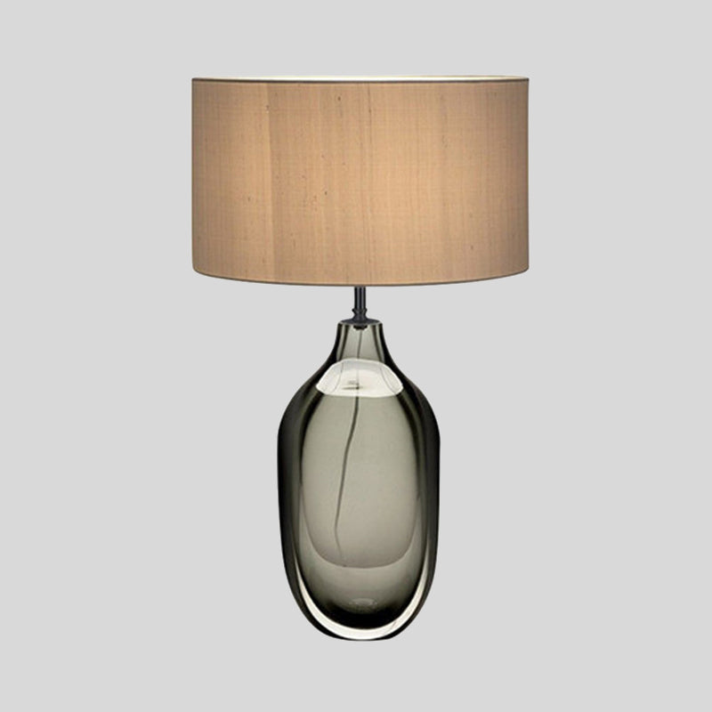 Lampada da lavoro in cristallo con paralume dritto, tessuto modernista, 1 lampadina, luce da lettura in kaki