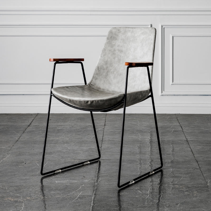Chaises de salle à manger de style nordique, bras de cuisine, chaises latérales de salle à manger avec pieds en métal