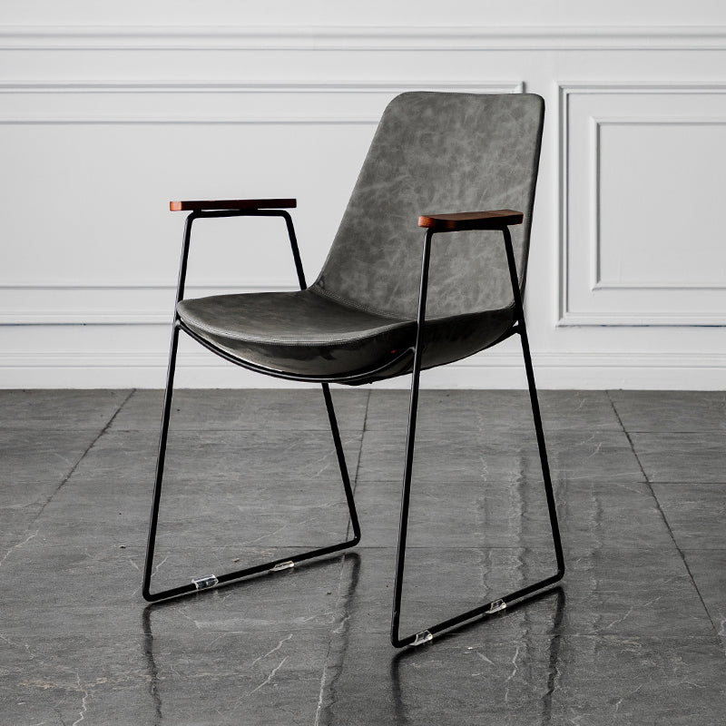 Chaises de salle à manger de style nordique, bras de cuisine, chaises latérales de salle à manger avec pieds en métal