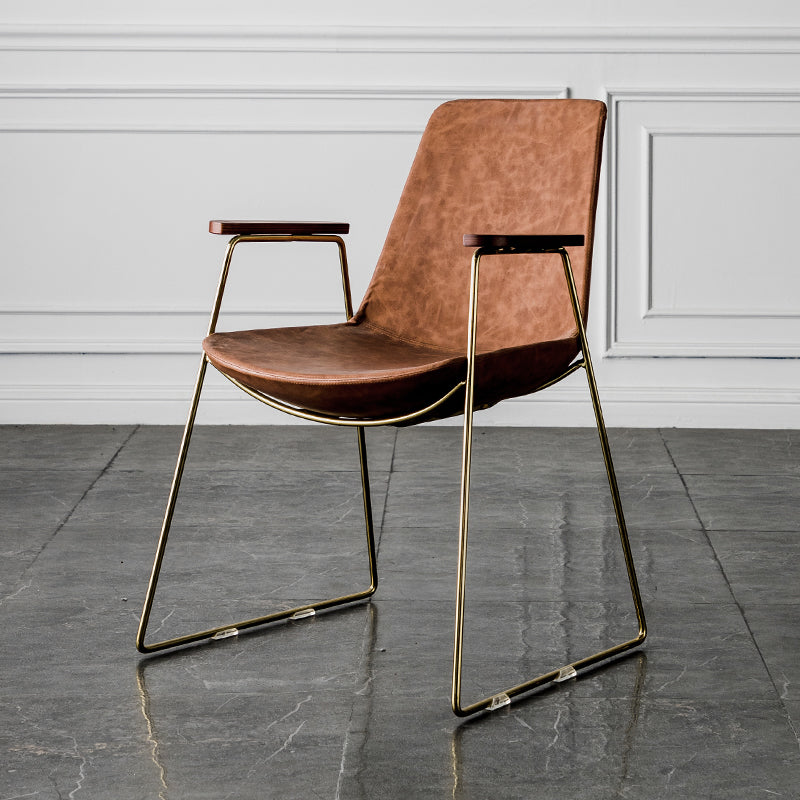 Chaises de salle à manger de style nordique, bras de cuisine, chaises latérales de salle à manger avec pieds en métal