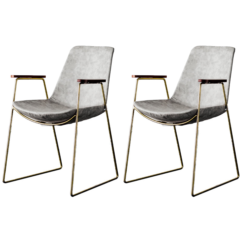 Chaises de salle à manger de style nordique, bras de cuisine, chaises latérales de salle à manger avec pieds en métal