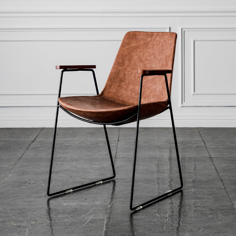 Chaises de salle à manger de style nordique, bras de cuisine, chaises latérales de salle à manger avec pieds en métal