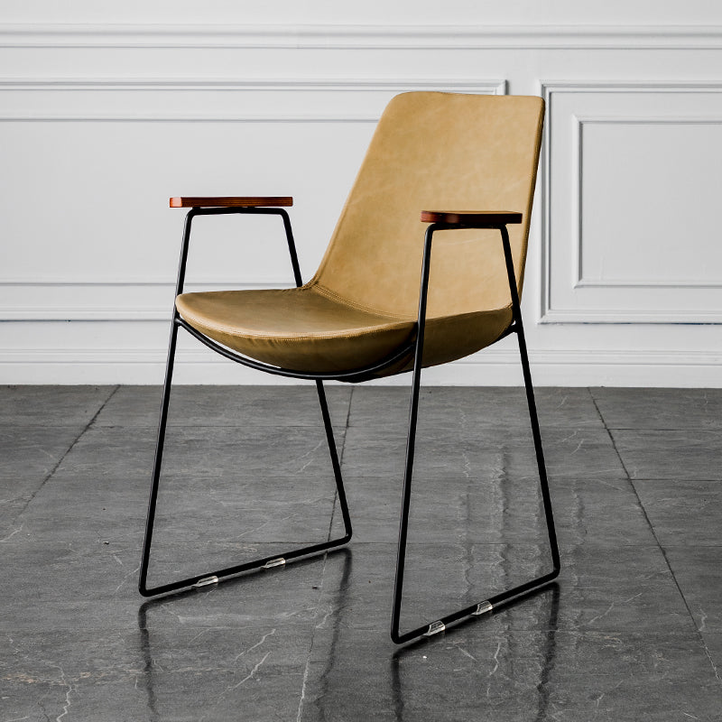 Chaises de salle à manger de style nordique, bras de cuisine, chaises latérales de salle à manger avec pieds en métal