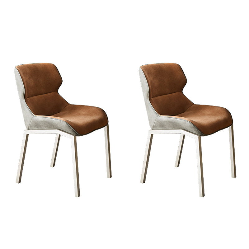Chaise de salle à manger de style contemporain Chaise d'appoint à accoudoirs à oreilles en métal pour cuisine (Ensemble de 2)