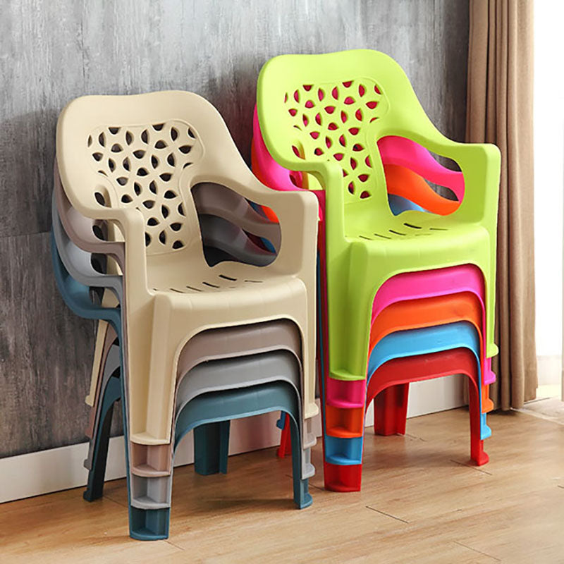 Minimalist Style Stacking Dining Arm Chairs Plastic Open Back Dining Side Chair for Home Use