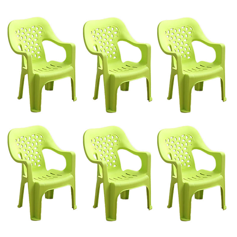 Minimalist Style Stacking Dining Arm Chairs Plastic Open Back Dining Side Chair for Home Use