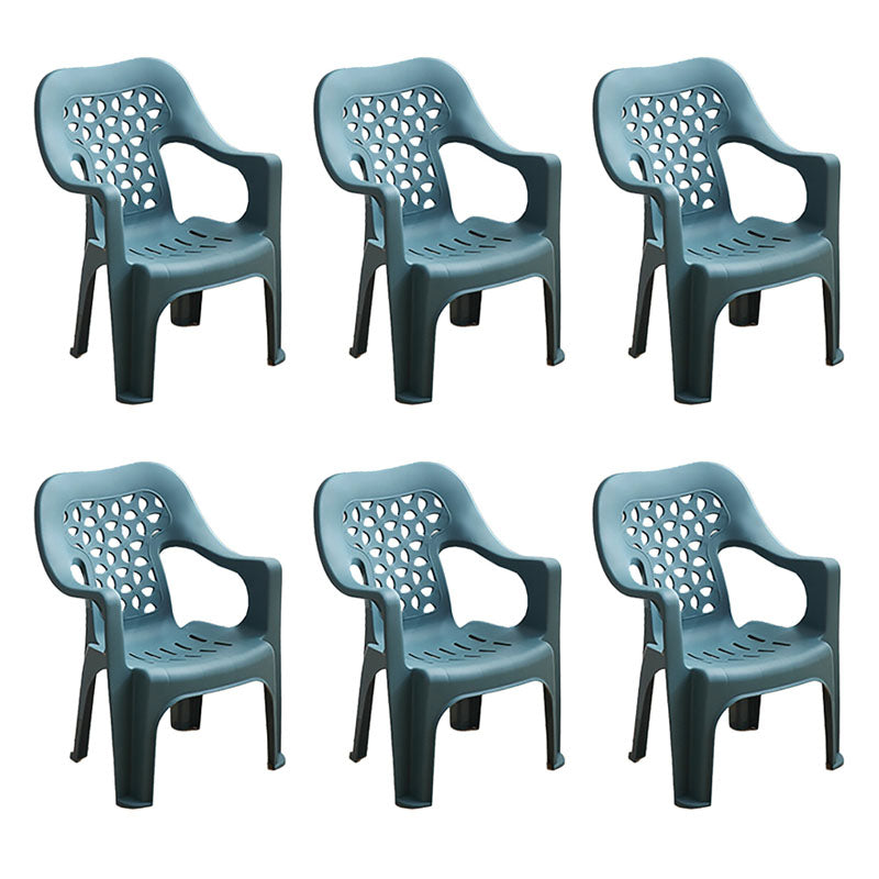 Minimalist Style Stacking Dining Arm Chairs Plastic Open Back Dining Side Chair for Home Use
