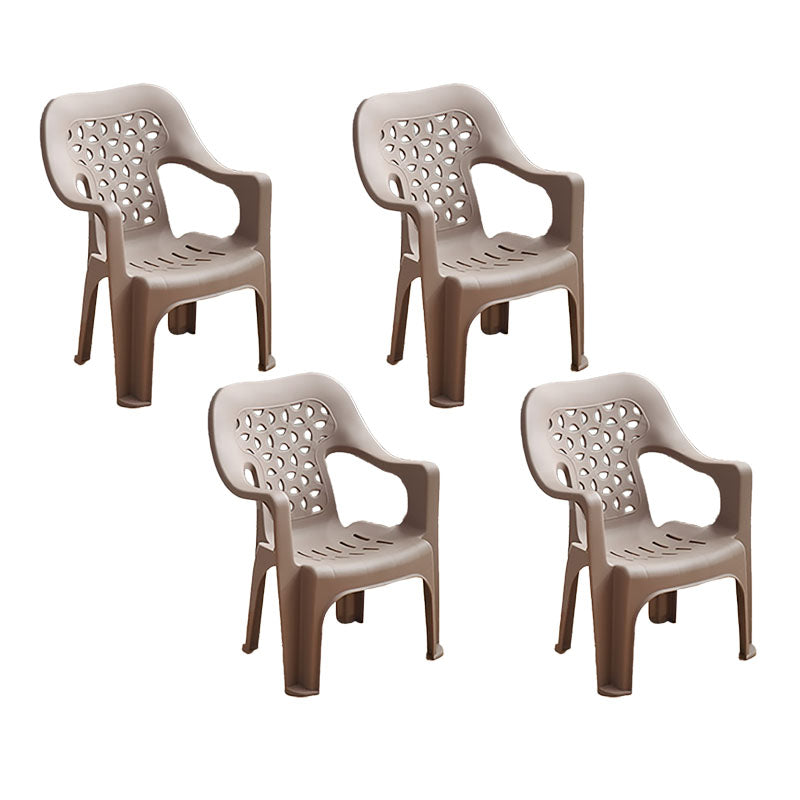 Minimalist Style Stacking Dining Arm Chairs Plastic Open Back Dining Side Chair for Home Use