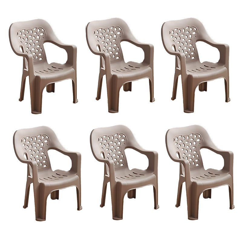 Minimalist Style Stacking Dining Arm Chairs Plastic Open Back Dining Side Chair for Home Use