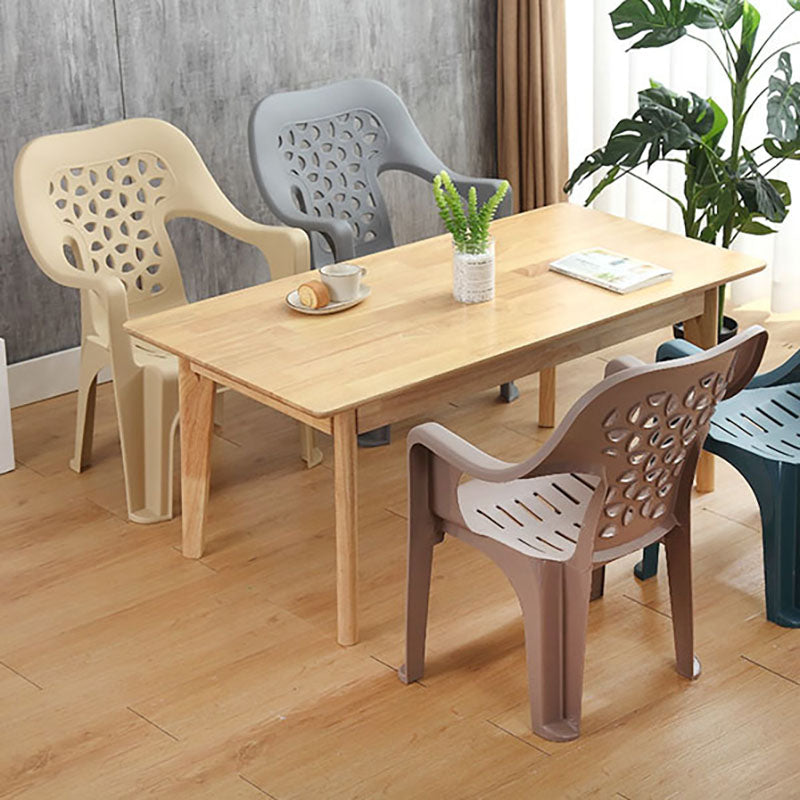 Minimalist Style Stacking Dining Arm Chairs Plastic Open Back Dining Side Chair for Home Use