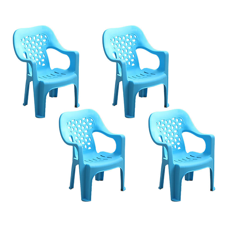 Minimalist Style Stacking Dining Arm Chairs Plastic Open Back Dining Side Chair for Home Use