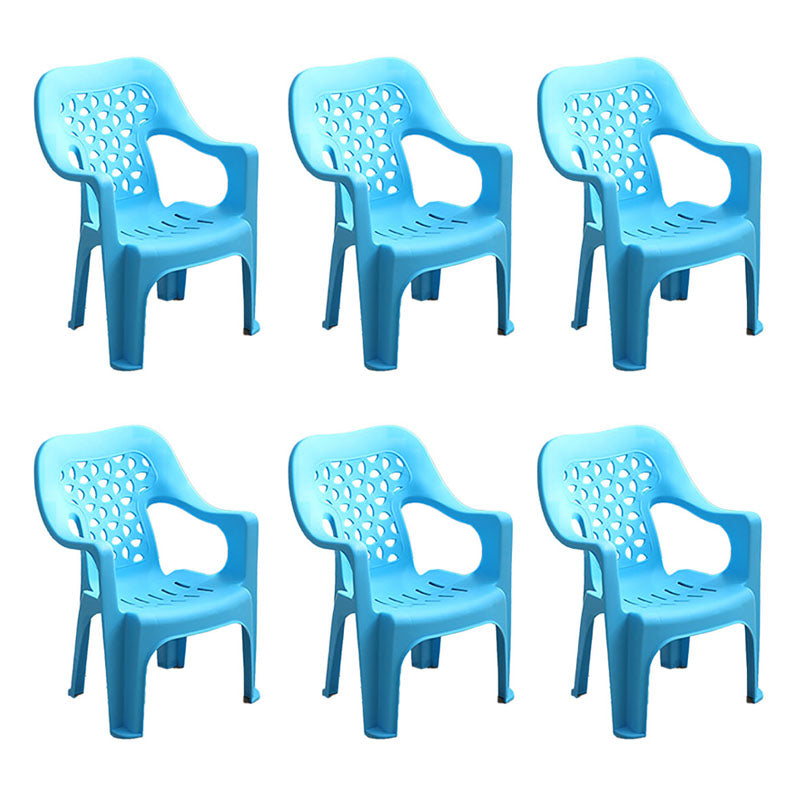 Minimalist Style Stacking Dining Arm Chairs Plastic Open Back Dining Side Chair for Home Use
