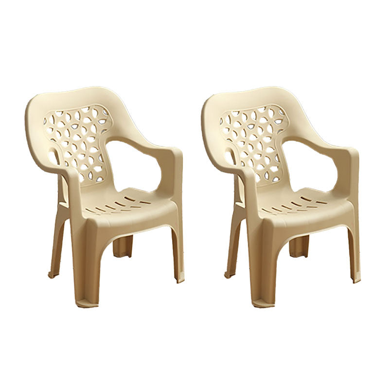 Minimalist Style Stacking Dining Arm Chairs Plastic Open Back Dining Side Chair for Home Use