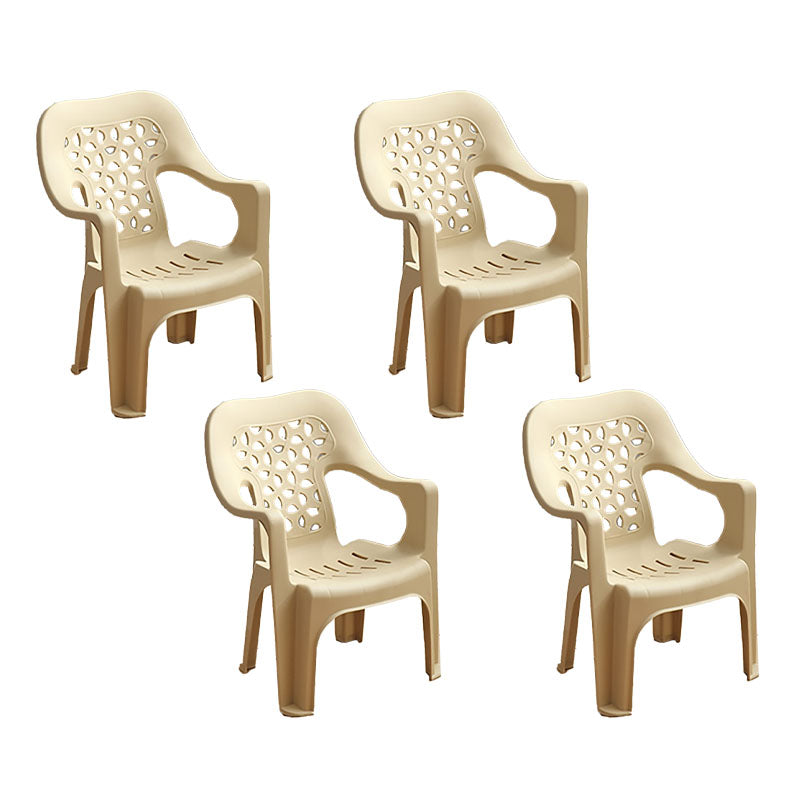 Minimalist Style Stacking Dining Arm Chairs Plastic Open Back Dining Side Chair for Home Use