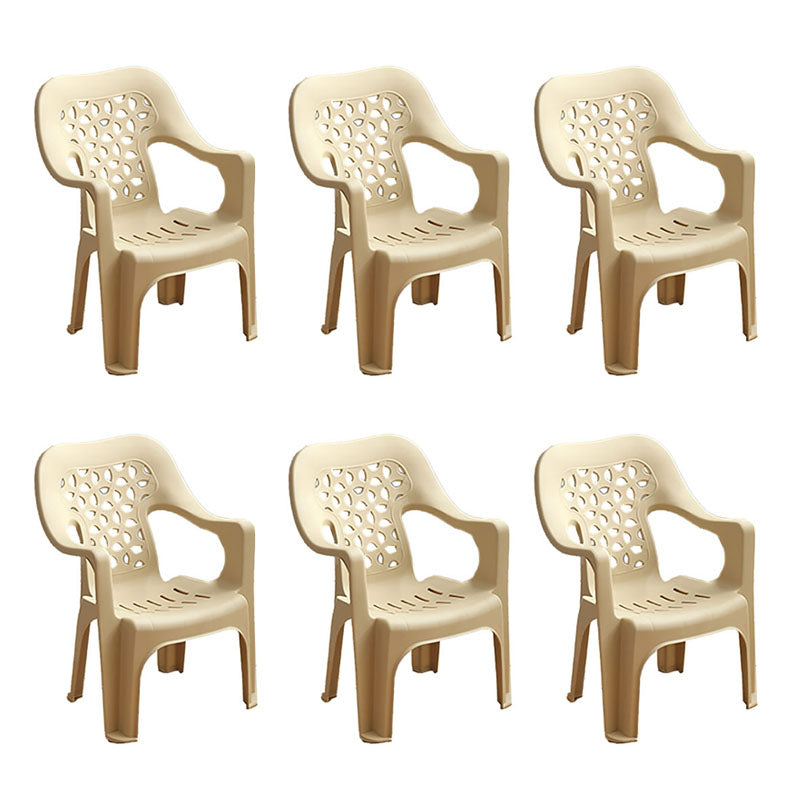 Minimalist Style Stacking Dining Arm Chairs Plastic Open Back Dining Side Chair for Home Use