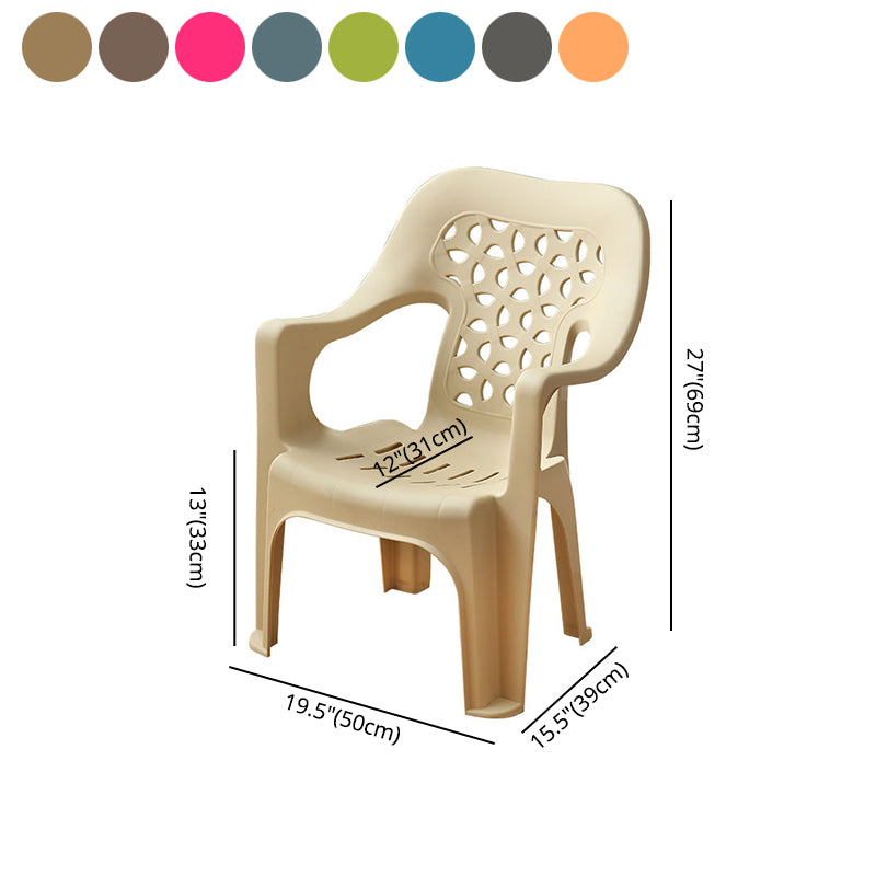 Minimalist Style Stacking Dining Arm Chairs Plastic Open Back Dining Side Chair for Home Use