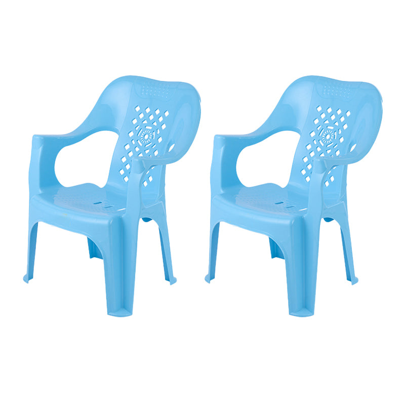 Minimalist Style Stacking Dining Arm Chairs Plastic Slat Back Dining Side Chair for Home Use